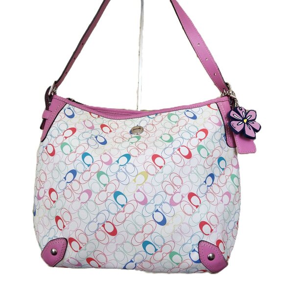 Nwot Coach Heritage Chelsea Signature Multi-Colored Shoulder Bag - Picture 1 of 16